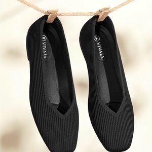 VIVAIA Black Knit Margot 2.0 Ballet Flats EU 42 US 10.5 Brand New Washable
